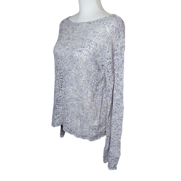 Maurices Sweater Crochet Knit Long Sleeve Gray Blue Womens Small Lightweight - Picture 3 of 11